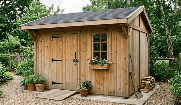 Backyard shed built from a step-by-step plan